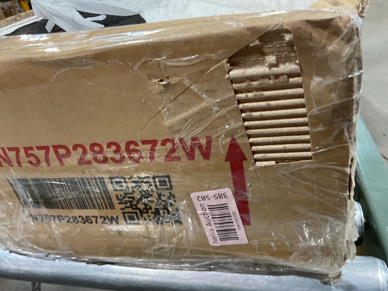 Photo 1 of **ONE BOX OF TWO. SELLING FOR PARTS**King Size Boucle Fabric Bed Frame, Upholstered Platform Bed with Curved Design & Thick Headboard in White Color