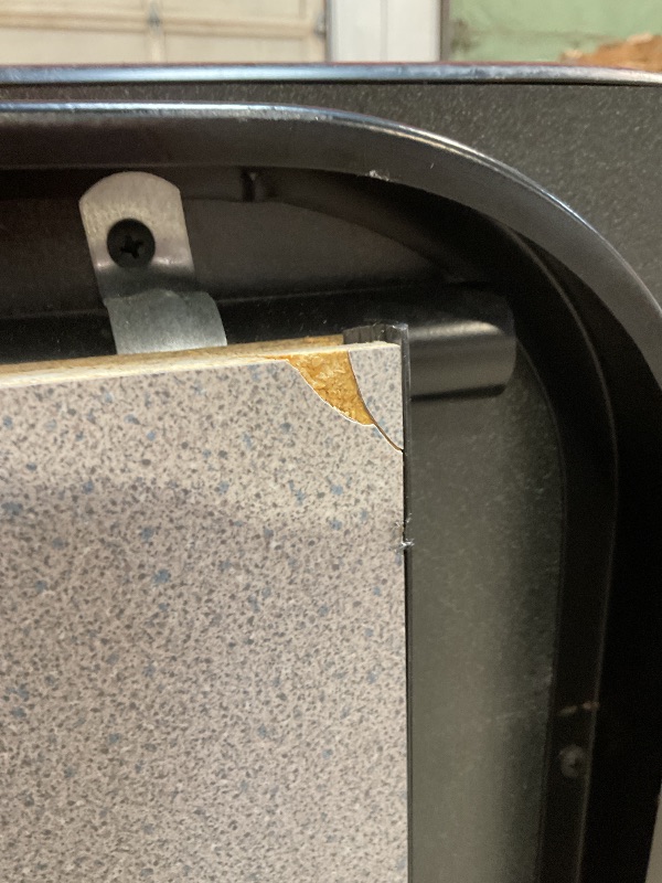 Photo 1 of **LEG HOLDER COMING LOOSE**DENT. SCRAPES AND SCRATCH FROM TRANSPORT **Correll 24" x 60" Gray Granite Thermal-Fused Laminate Top Folding Seminar Table with Panel Legs