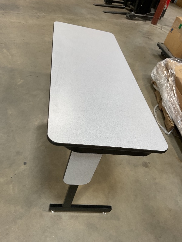 Photo 1 of **LEG HOLDER COMING LOOSE**DENT. SCRAPES AND SCRATCH FROM TRANSPORT **Correll 24" x 60" Gray Granite Thermal-Fused Laminate Top Folding Seminar Table with Panel Legs