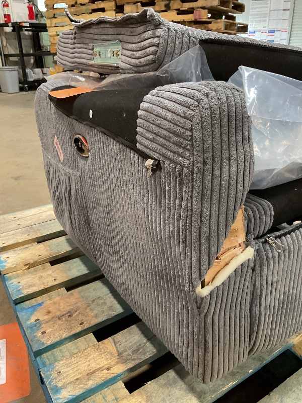 Photo 1 of **SELLING FOR PARTS. HEAVY DAMAGE TO CORNER. ARMREST CAME OFF. DIRT**GRAY RECLINER