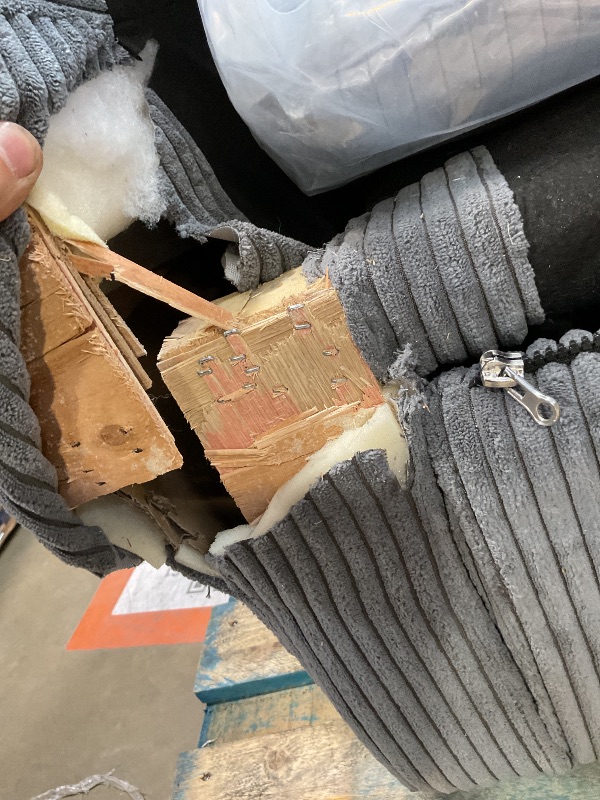 Photo 1 of **SELLING FOR PARTS. HEAVY DAMAGE TO CORNER. ARMREST CAME OFF. DIRT**GRAY RECLINER