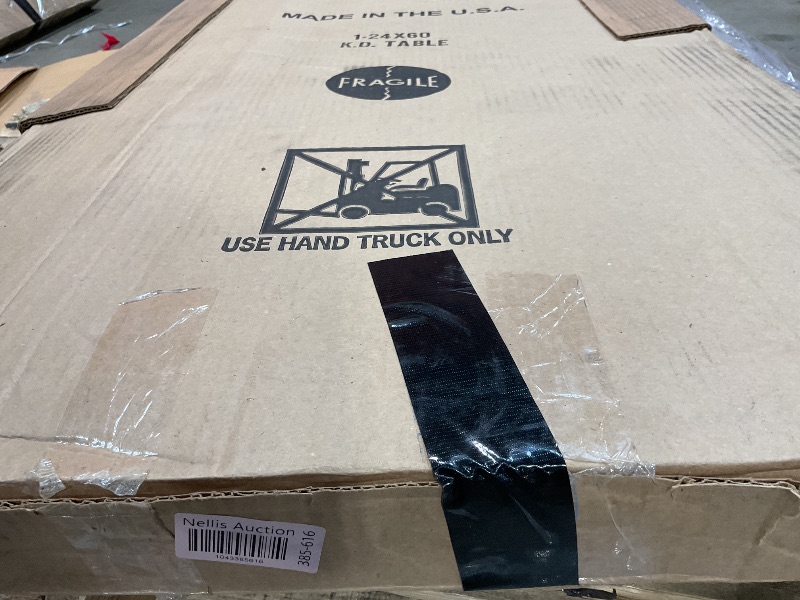 Photo 1 of **SCRAPE DAMAGE ON ONE END**60" Gray Granite Thermal-Fused Laminate Top Folding Seminar Table with Panel Legs