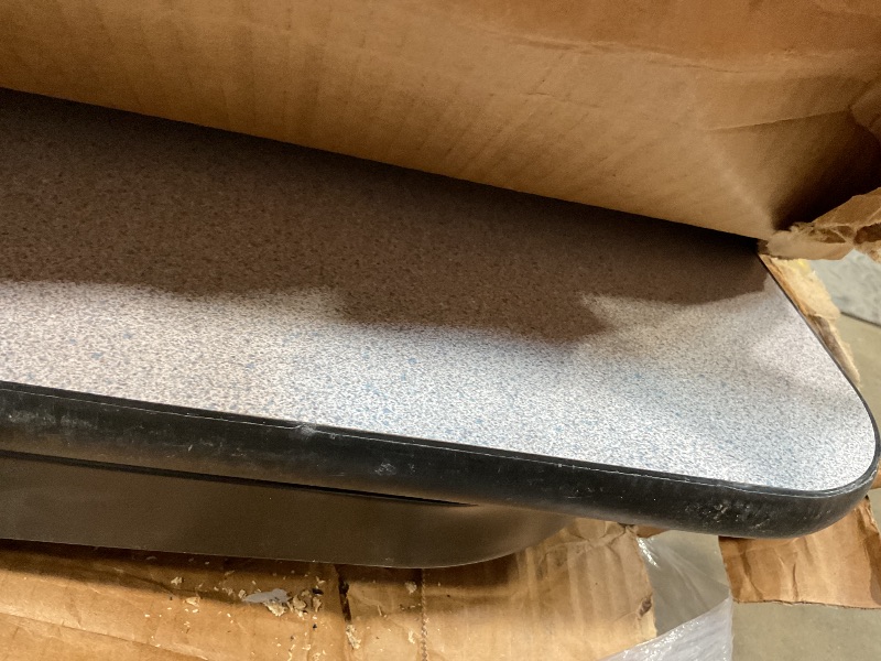 Photo 1 of **SCRAPE DAMAGE ON BOTH ENDS**60" Gray Granite Thermal-Fused Laminate Top Folding Seminar Table with Panel Legs