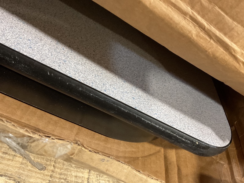Photo 1 of **SCRAPE DAMAGE ON BOTH ENDS**60" Gray Granite Thermal-Fused Laminate Top Folding Seminar Table with Panel Legs