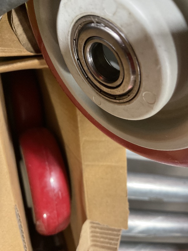 Photo 1 of **DIRT FROM TRANSPORT **4 Inches Casters Wheels Medium Duty, 4 Packs Bearing 400LBS, Replacement for Platform Trucks Cart Furniture Workbench, Red PVC