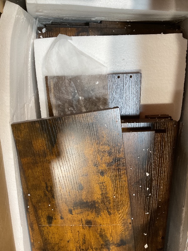 Photo 1 of **MAJOR DAMAGE TO BIG PIECE. SELLING FOR PARTS**DWVO Farmhouse Bar Cabinet w/LED Lights, 71" Liquor Cabinet for Glasses, Tall Wine Bar Cabinet w/ 4-Bottle Liquor Dispenser & Wine Rack, Kitchen Storage Cabinet for Living Room, Rustic Brown