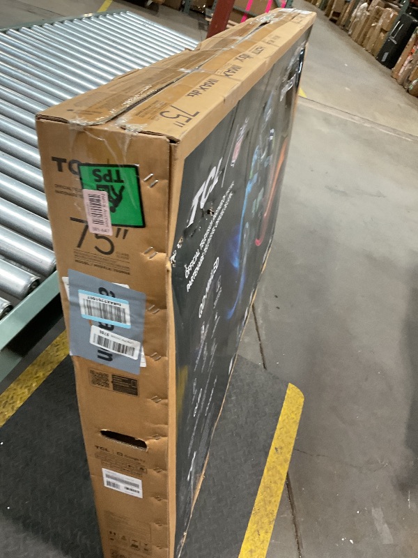 Photo 1 of **SELLING FOR PARTS. MAJOR DAMAGE TO SCREEN. MISSING REMOTE AND POWER CORD**TCL 75-Inch Class QM6K Series QD-Mini LED 4K UHD Google Smart TV Best Value Mini-LED TV - QLED, 144hz, 288hz Gaming Rate, High Contrast Screen, Onkyo Audio, Dolby Atmos (75QM6K, 2