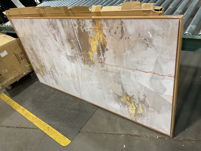 Photo 1 of **CANVAS DENTED/STRETCHED**VAYIMDH Abstract Canvas Wall Art Graffiti Wall Decor Gold and White Wall Decorations 36"x70" Decorative Pictures for Bedroom Office Artwork