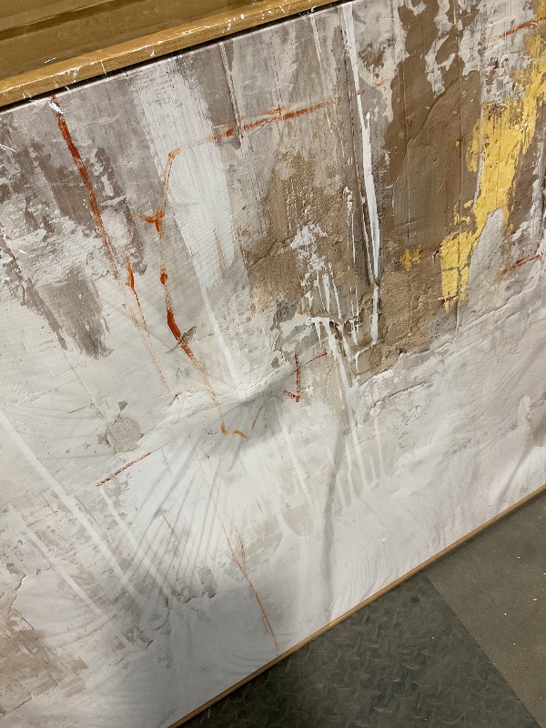 Photo 1 of **CANVAS DENTED/STRETCHED**VAYIMDH Abstract Canvas Wall Art Graffiti Wall Decor Gold and White Wall Decorations 36"x70" Decorative Pictures for Bedroom Office Artwork