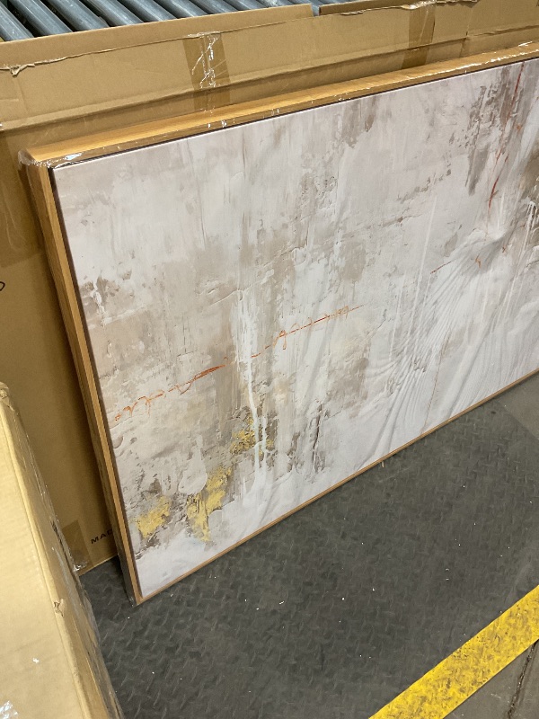 Photo 1 of **CANVAS DENTED/STRETCHED**VAYIMDH Abstract Canvas Wall Art Graffiti Wall Decor Gold and White Wall Decorations 36"x70" Decorative Pictures for Bedroom Office Artwork
