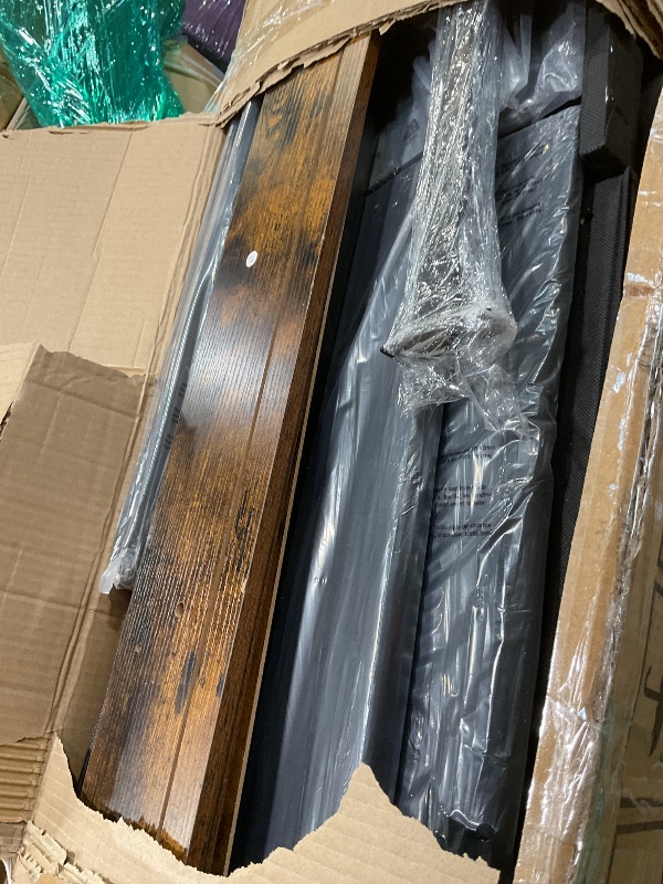 Photo 1 of **SELLING FOR PARTS AS A PARTIAL SET. ONE BOX OF TWO.**DAMAGE TO ENDS.YITAHOME King Size Bed Frame with 4 Storage Drawers and RGB LED Lights, Velvet Upholstered Platform Bed with Charging Station and Bookcase Storage Headboard, No Box Spring Needed, Easy 