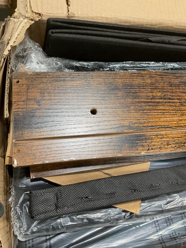 Photo 1 of **SELLING FOR PARTS AS A PARTIAL SET. ONE BOX OF TWO.**DAMAGE TO ENDS.YITAHOME King Size Bed Frame with 4 Storage Drawers and RGB LED Lights, Velvet Upholstered Platform Bed with Charging Station and Bookcase Storage Headboard, No Box Spring Needed, Easy 