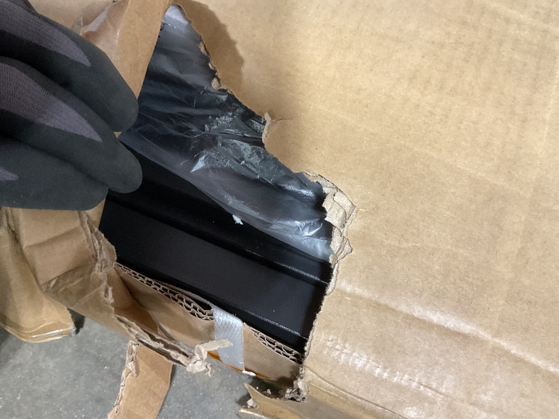 Photo 1 of **PARTIAL SET** Box of Bed frame parts. Black upholstery and black frame.