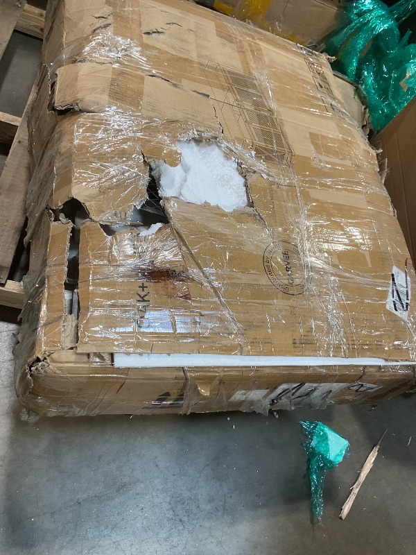 Photo 1 of **SELLING FOR PARTS AS PARTIAL SET. DAMAGE TO CORNERS. SCRATCHES**White Cabinet .parts. Black metal covers