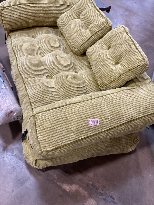 Photo 1 of **DIRT FROM TRANSPORT **MAXYOYO Folding Sofa Bed, L-Shaped Convertible Sofa Bed with Armrest Foldable Sleeper Couch with Pillow, Portable Fold Out Chair Comfy Floor Couch Lounge for Living Room Bedroom, Green, Double