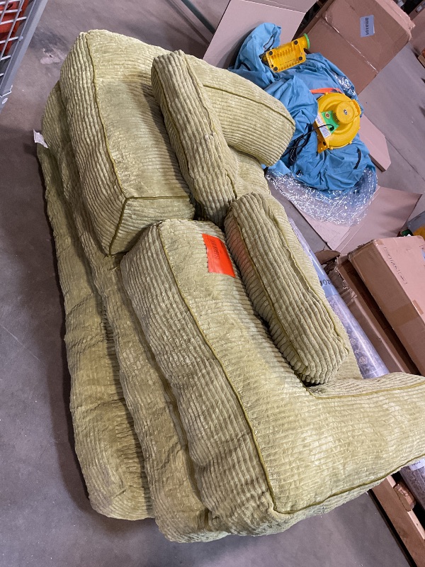 Photo 1 of **DIRT FROM TRANSPORT **MAXYOYO Folding Sofa Bed, L-Shaped Convertible Sofa Bed with Armrest Foldable Sleeper Couch with Pillow, Portable Fold Out Chair Comfy Floor Couch Lounge for Living Room Bedroom, Green, Double