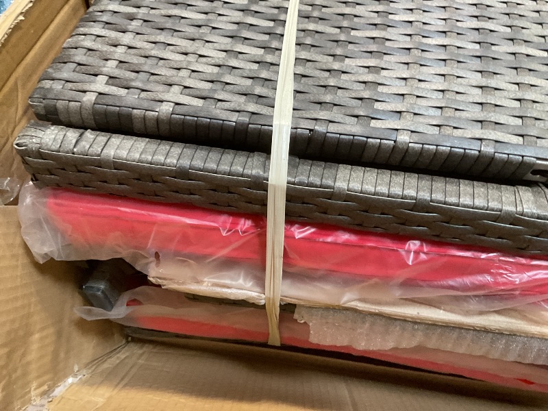 Photo 1 of **SCRATCH**Shintenchi 4 Piece Patio Ratten Set Outdoor Furniture Set Wicker Conversation Set with Cushions and Tempered Glass Tabletop,Red