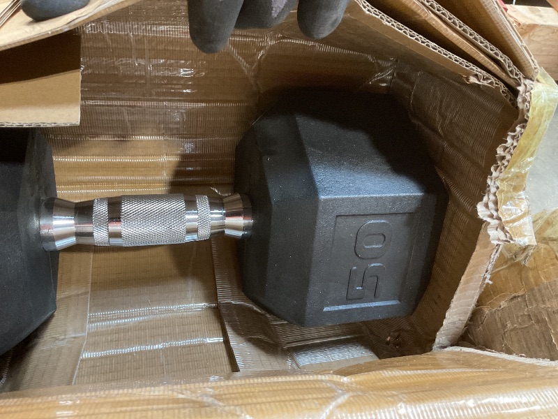 Photo 1 of 50 pound rubber hex dumbbell