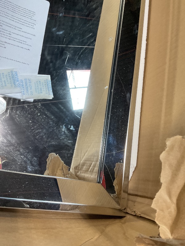 Photo 1 of **DIRT**Chende Rectangular Mirror for Wall Decor, 24"x 52" Large Elegant Wall Mirror for Living Room with 2" Stainless Steel Frame, Angled Beveled Edge, Horizontal/Vertical Hanging