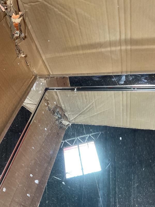 Photo 1 of **DIRT**Chende Rectangular Mirror for Wall Decor, 24"x 52" Large Elegant Wall Mirror for Living Room with 2" Stainless Steel Frame, Angled Beveled Edge, Horizontal/Vertical Hanging