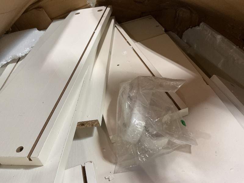 Photo 1 of **SELLING FOR PARTS AS PARTIAL SET. MAJOR DAMAGE**Tribesigns 63 Inch Computer Desk with File Drawer Cabinet, Ergonomic Office Desk with Monitor Stand, Computer Table with Printer Space, Wood PC Table Workstation Desk for Home Office, White