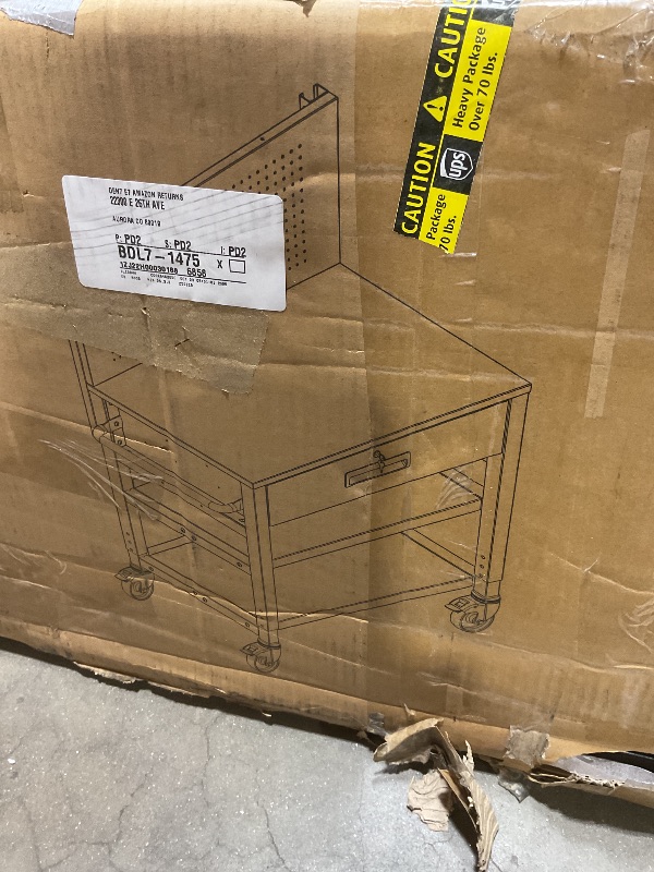 Photo 1 of **SCRAPE DAMAGE**Luxor Indoor Modern Built-in Pegboard Heavy-Duty Mobile Workstation