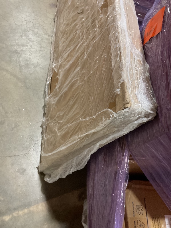 Photo 1 of **SELLING FOR PARTS. ONE BOX OF TWO**Sauder Palladia L Shaped Desk with Drawers, Office Desk with File Cabinet Storage, Cable Management, Keyboard Tray, in Glacier Oak Finish