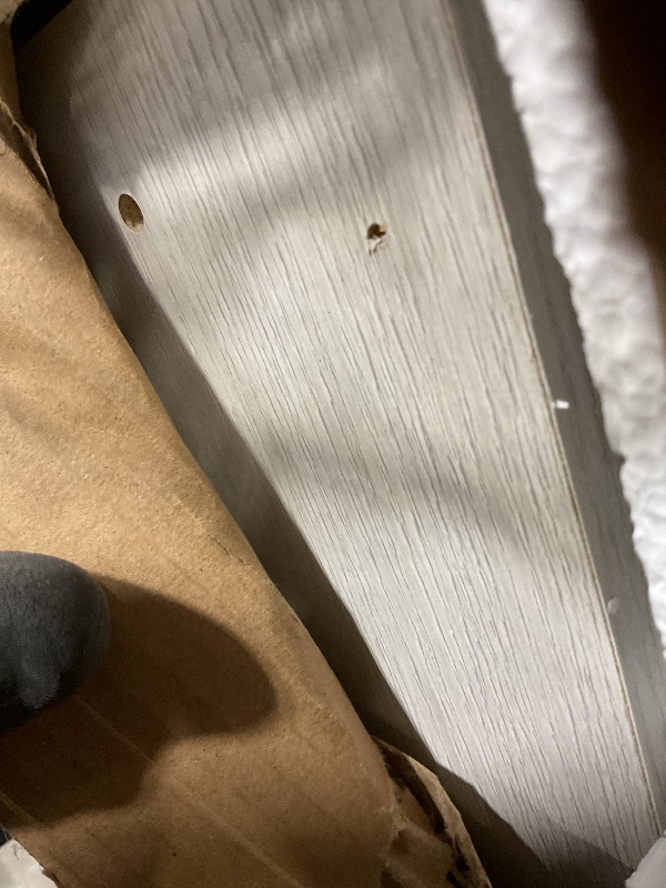 Photo 1 of **SELLING FOR PARTS. ONE BOX OF TWO**Sauder Palladia L Shaped Desk with Drawers, Office Desk with File Cabinet Storage, Cable Management, Keyboard Tray, in Glacier Oak Finish