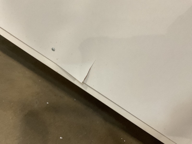 Photo 1 of **CRACKS. DIRT. DENTS. VASAGLE Kitchen Rolling Island, Mobile Kitchen Cart with Storage on Wheels, 27.6 x 43.3 x 35.4 Inches, 2 Drawers, 2 Hooks, for Dining Room, Oak Beige and Matte White UKKI011Y01