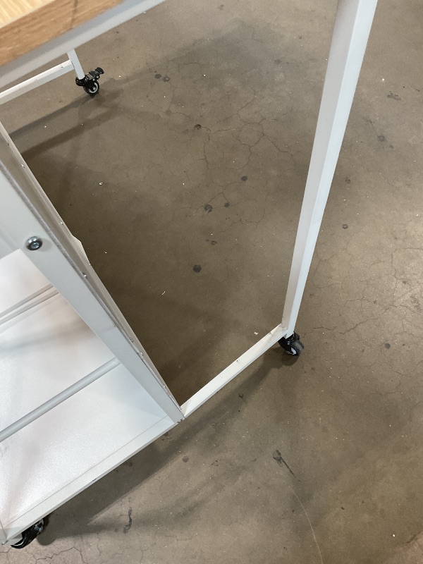 Photo 1 of **CRACKS. DIRT. DENTS. VASAGLE Kitchen Rolling Island, Mobile Kitchen Cart with Storage on Wheels, 27.6 x 43.3 x 35.4 Inches, 2 Drawers, 2 Hooks, for Dining Room, Oak Beige and Matte White UKKI011Y01