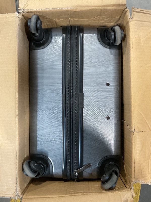 Photo 1 of **USED/MINOR SCRATCHES**Coolife Luggage PC+ABS Expandable Hardshell Suitcase with TSA Lock, Spinner Checked Lightweight (Charcoal, 28in)