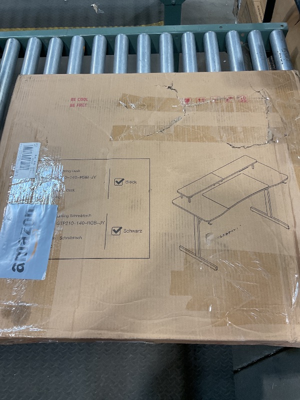 Photo 1 of **PICTURE FOR REFERENCE**Grandder 40 inch Gaming Desk with LED Lights & Power Outlets, Computer Desk with Monitor Stands, Gamer Table with Hook and Cup Holder, Carbon Fiber Texture, Kids Boys Gift for Men, Black