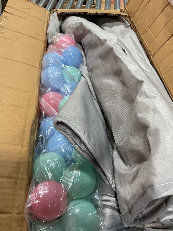 Photo 1 of **USED**Seeday Baby Playpen, 73" x 61" Lareg Foldable Playpen with Mat for Babies and Toddlers, Play Pen with Soft Breathable Mesh, Ocean Balls and Pull Links, Baby Playard for Indoor & Outdoor, Gray