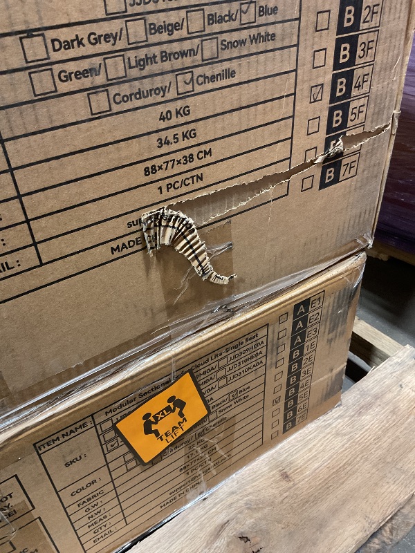 Photo 1 of **SELLING FOR PARTS. 2 of 3 BOXES. MISSING FOOTRESTS****Vesgantti 108" U Shaped Sectional Couch, Comfy Cloud Modular Sectional Sofa with 2 Ottoman Deep Seat Chenille Modern Cloud Sofa, Modular Sofas for Living Room, Bedroom and Apartment, Blue