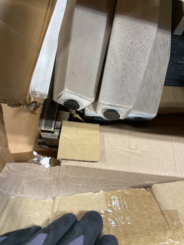 Photo 1 of **TABLE ONLY. CRACKING IN CORNER**Peatuk 5-Piece Solid Wood Dining Table Set for 4, Modern Breakfast Dinette Kitchen Table with Bench & Chairs for Dining Room, Kitchen, Grey