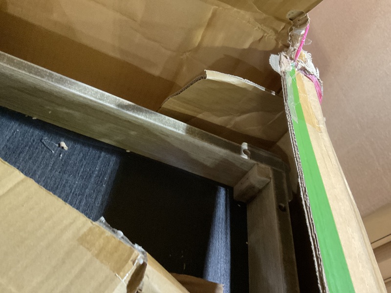 Photo 1 of **TABLE ONLY. CRACKING IN CORNER**Peatuk 5-Piece Solid Wood Dining Table Set for 4, Modern Breakfast Dinette Kitchen Table with Bench & Chairs for Dining Room, Kitchen, Grey