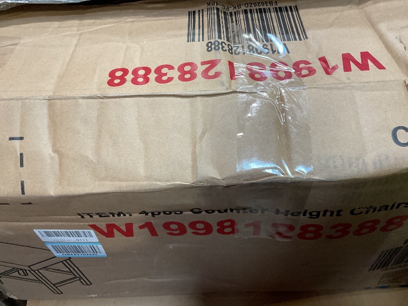 Photo 1 of **4 CHAIRS ONLY**KEIKI 5-Piece Counter Height Dining Table Set with Square Table and 4 Upholstered Chair, for 4 Person, Classic Style Crystal Decoration Wooden Table Set, Easy Assembly, for Kitchen, Dining Room, Black