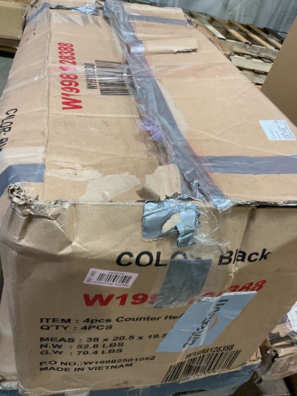 Photo 1 of **4 CHAIRS ONLY**KEIKI 5-Piece Counter Height Dining Table Set with Square Table and 4 Upholstered Chair, for 4 Person, Classic Style Crystal Decoration Wooden Table Set, Easy Assembly, for Kitchen, Dining Room, Black