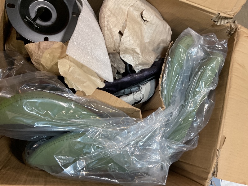 Photo 1 of ** 2 STOOLS. COLOR IS GREEN**Shintenchi Bar Stools Set of 4 Modern Swivel Bar Chairs, Counter Height Faux Leather Metal Barstools, Upholstered Island Chairs with Back and Footrest, Gray