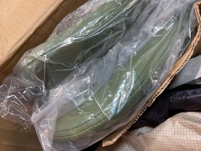 Photo 1 of ** 2 STOOLS. COLOR IS GREEN**Shintenchi Bar Stools Set of 4 Modern Swivel Bar Chairs, Counter Height Faux Leather Metal Barstools, Upholstered Island Chairs with Back and Footrest, Gray