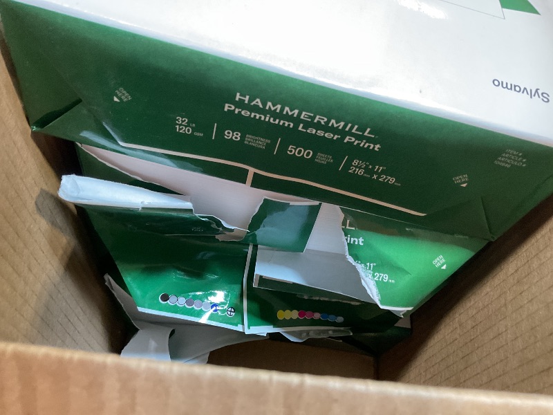 Photo 1 of **4 REAMS**Hammermill Printer Paper, Premium Laser Print 32 lb, 8.5 x 11-8 Ream (4000 Sheets) - 98 Bright, Made in the USA, 104646C