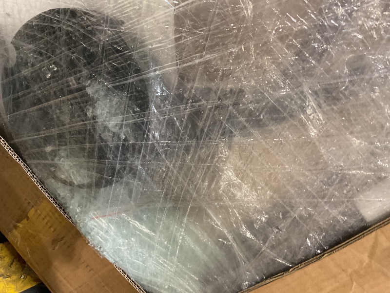 Photo 1 of **SELLING FOR PARTS. GLASS ON TABLE IS BROKEN**Shintenchi 6 Piece Patio Dining Set with Umbrella, Outdoor Furniture Set with 4 Folding Chairs and Tempered Glass Top Dining Table fot Lawn Backyard Garden Porch Black