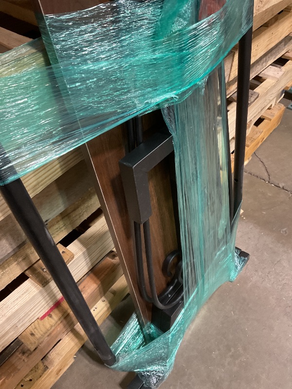 Photo 1 of **MISSING GLASS TABLETOP. SCRAPE DAMAGE**Metal frame table. Missing glass tabletop. 