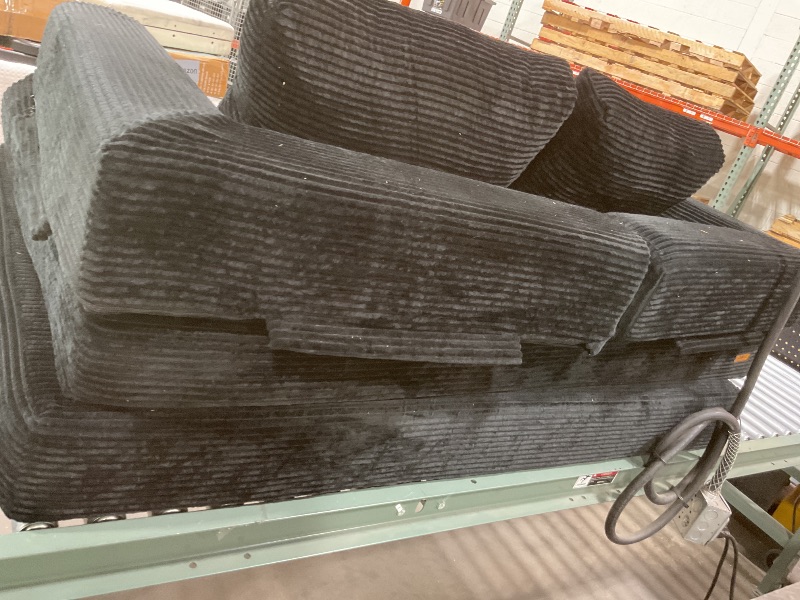 Photo 1 of **DIRT. BROKEN ZIPPERS**COMAX Convertible Sofa Bed, Folding Floor Couch Corduroy Fold Out Couch Bed Futon Sleeper Mattress with Pillows, Boneless Sofa Comfy Lounge Loveseat for Living Room Bedroom, Black