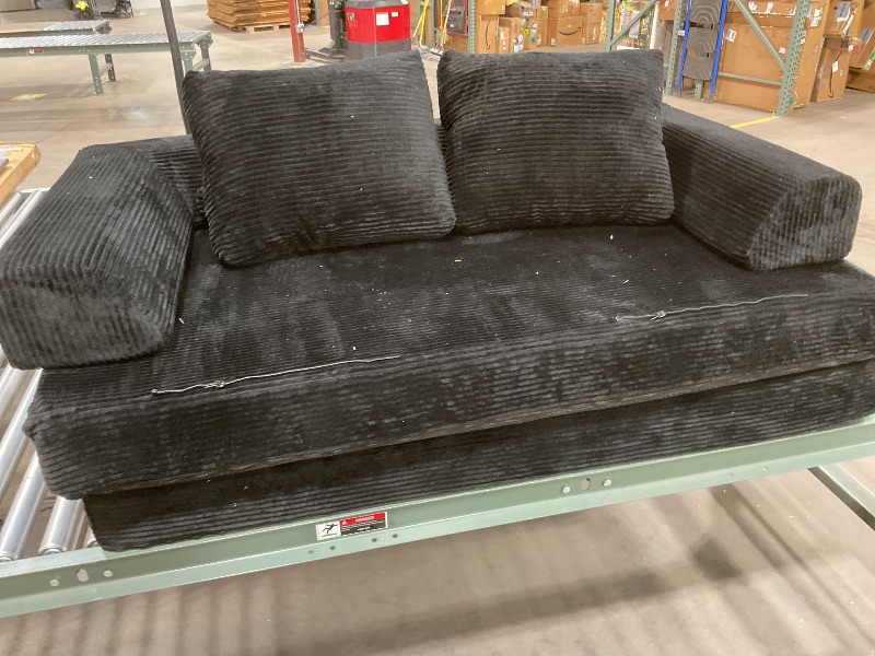 Photo 1 of **DIRT. BROKEN ZIPPERS**COMAX Convertible Sofa Bed, Folding Floor Couch Corduroy Fold Out Couch Bed Futon Sleeper Mattress with Pillows, Boneless Sofa Comfy Lounge Loveseat for Living Room Bedroom, Black