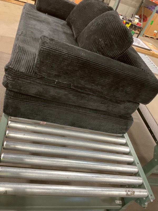 Photo 1 of **DIRT. BROKEN ZIPPERS**COMAX Convertible Sofa Bed, Folding Floor Couch Corduroy Fold Out Couch Bed Futon Sleeper Mattress with Pillows, Boneless Sofa Comfy Lounge Loveseat for Living Room Bedroom, Black