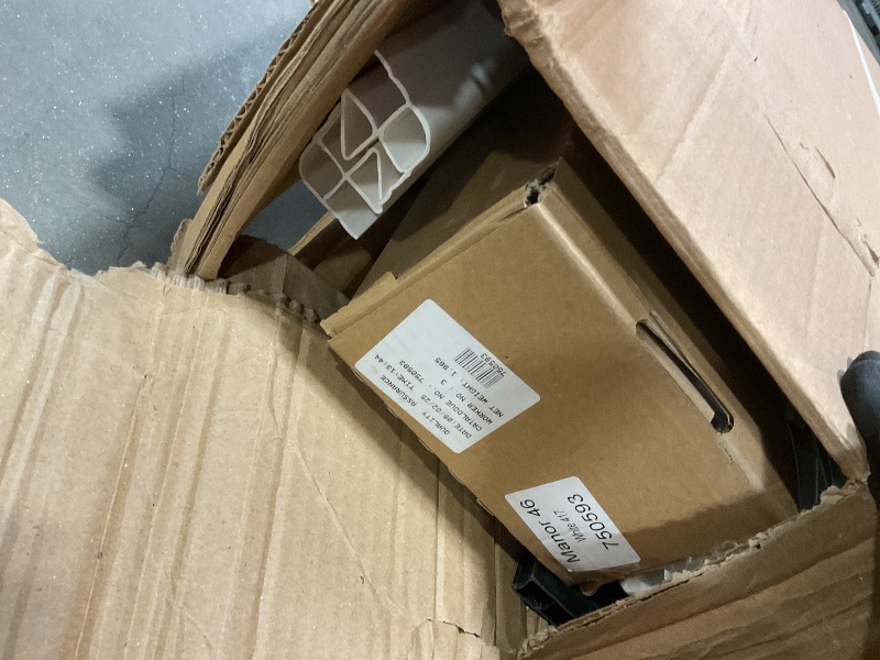 Photo 1 of **DENTS**Keter Manor 4x6 Resin Outdoor Storage Shed Kit-Perfect to Store Patio Furniture, Garden Tools Bike Accessories, Beach Chairs and Lawn Mower, Grey & White