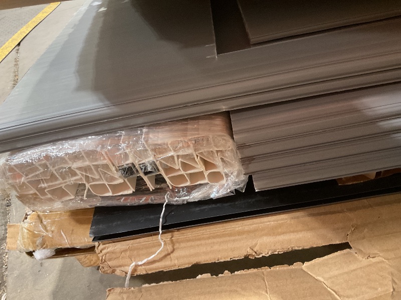 Photo 1 of **DENTS**Keter Manor 4x6 Resin Outdoor Storage Shed Kit-Perfect to Store Patio Furniture, Garden Tools Bike Accessories, Beach Chairs and Lawn Mower, Grey & White