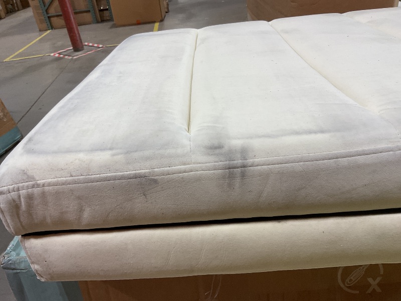 Photo 1 of **DIRT FROM TRANSPORT **24KF Cream Velvet Tufted King Upholstered Headboard, Modern Vertical Channel Design California King Headboard with Stepped Silhouette Top Edge,Cream