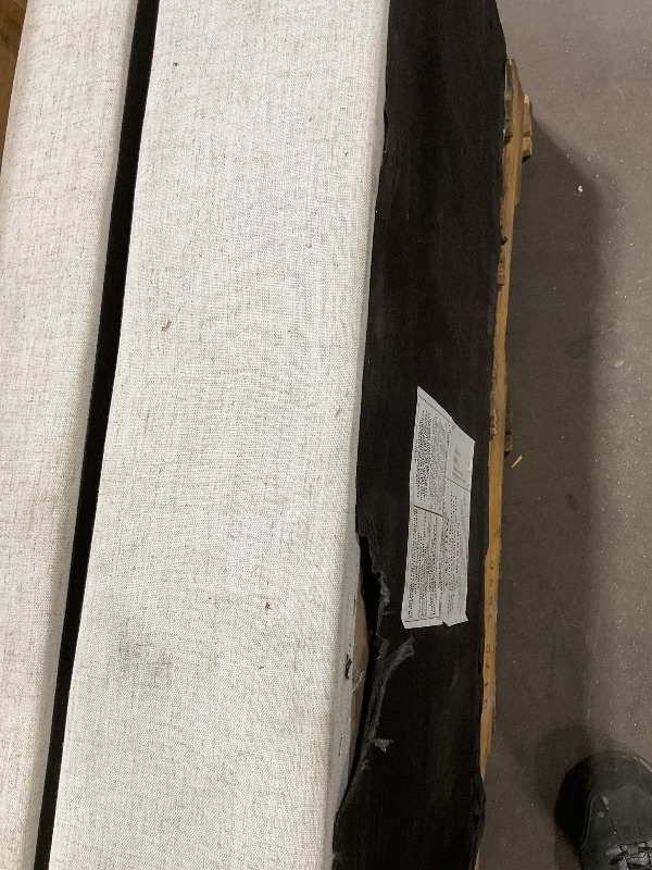 Photo 1 of **DIRT. BOTTOM FABRIC COMING LOOSE. ONE LOOSE HINGE**60 inch bedroom bench with storage and wood legs